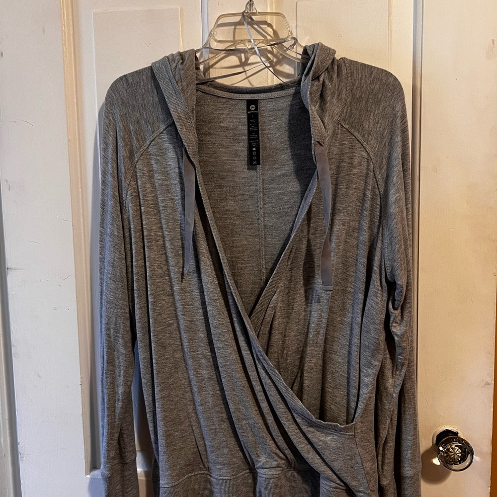 90 Degree By Reflex Gray Wrap Hoodie